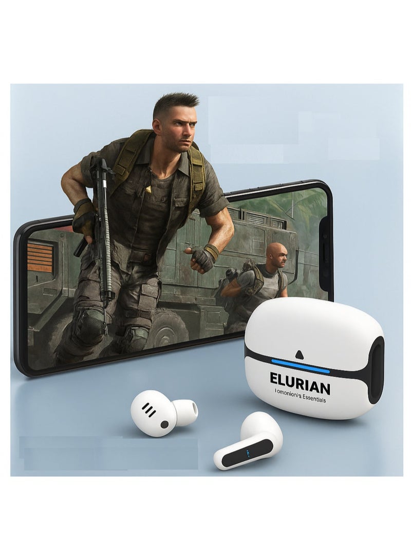 Elurian Air Wireless Earbuds, Bluetooth 6.0, TWS, In-Ear Headphones, Noise Cancelling, Gaming Mode, Fast Charging & Elurian Mini USB Rechargeable Fan –Portable Cooling Fan for Pocket, Travel, Office | Quiet, USB-C Fast chargeBundle - Image 1
